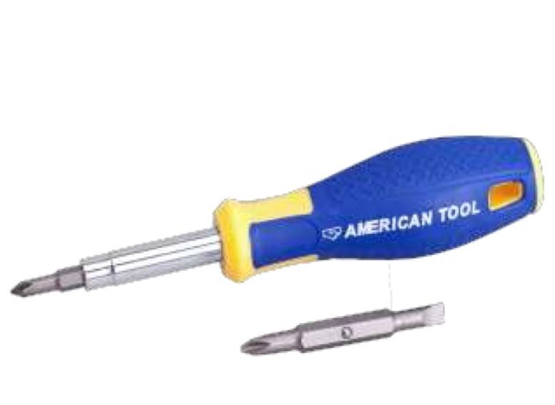 gambar Obeng bolak balik 4 mata/6 in 1 fourway screwdriver American tool